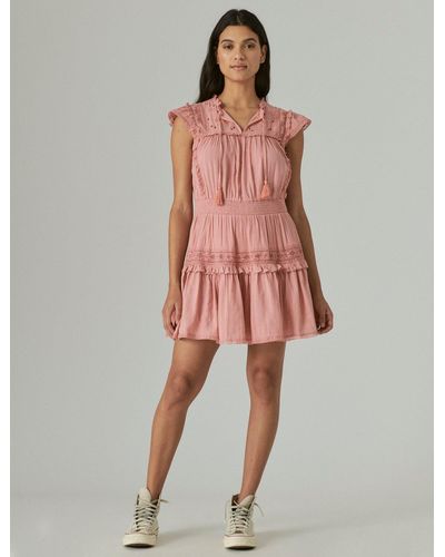 Lucky Brand Peasant Dress - Pink