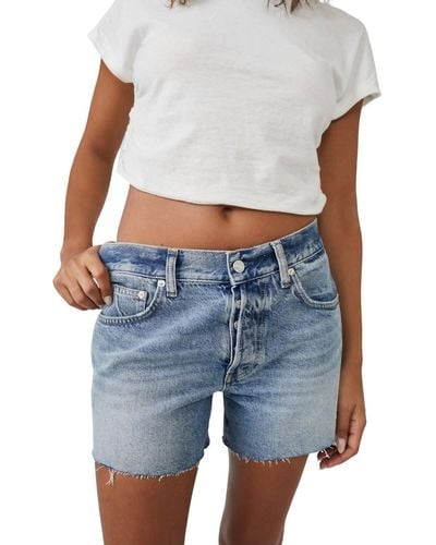 Free People Ivy Mid-rise Shorts - Blue