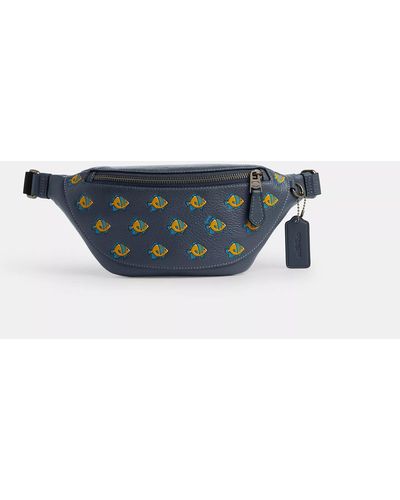 COACH Warren Mini Belt Bag With Fish Print - Blue
