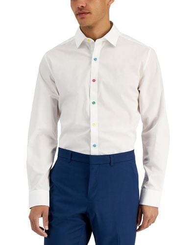 BarIII Organic Cotton Slim Fit Button-down Shirt - White