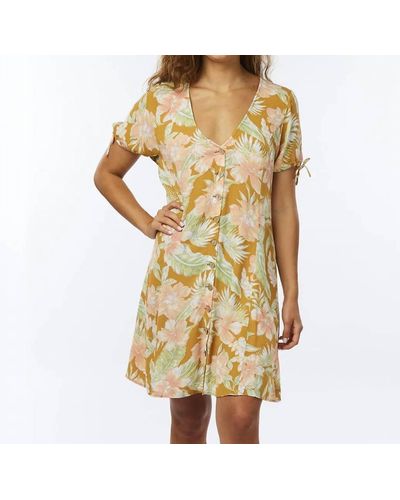 Rip Curl Always Summer Button Through Dress - Yellow