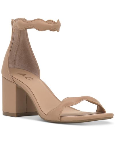 INC Sollisa Faux Leather Scalloped Heels - Natural