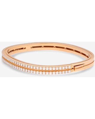 Roberto Coin 18k Rose Diamond 2 Row Hinged Bangle Bracelet 7771884axbax - Metallic