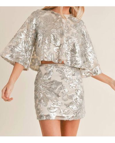 Sage the Label Aura Sequin Top In Silver - Natural