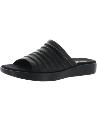 Munro Kala Faux Leather Slip On Slide Sandals - Black