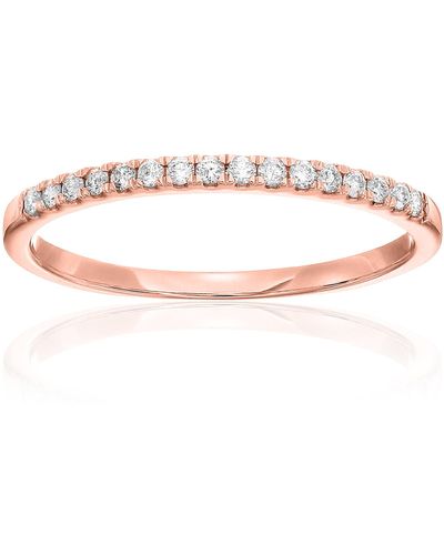 Vir Jewels 1/5 Cttw Certified Diamond Wedding Band 14k Rose Gold Prong Set Round - Pink
