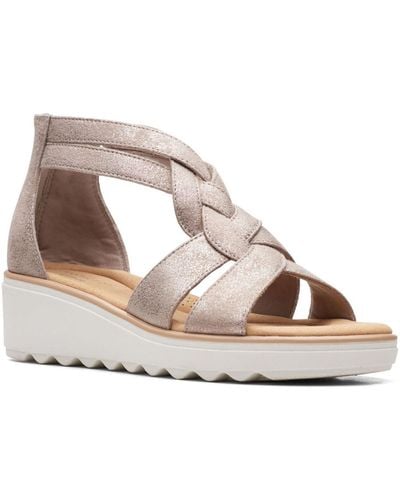 Clarks Jillian Bright Slip On Dressy Wedge Sandals - Metallic