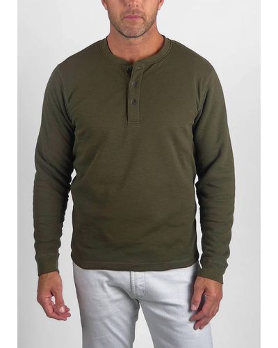 Tailor Vintage Airotec Waffle Henley With Sherpa Lining - Green