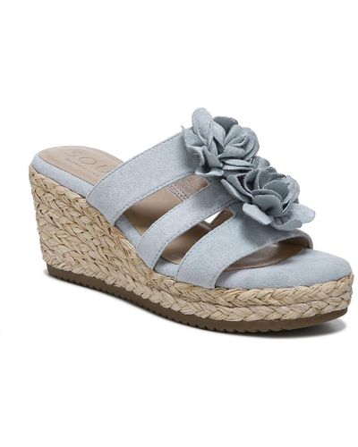SOUL Naturalizer Oodles-flwr Faux Suede Slip On Wedge Sandals - Gray