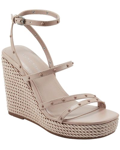 Marc Fisher Zig Faux Leather Studded Wedge Sandals - Metallic