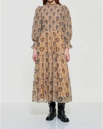 Antik Batik Long-sleeve Animal Maxi Dress - Natural