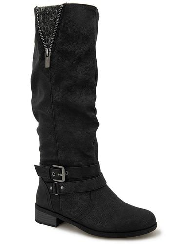 Xoxo Mayne Faux Leather Mid-calf Boots - Black
