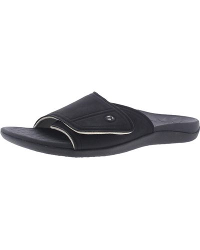 Vionic 24 Kiwi Faux Leather Slip On Wedge Sandals - Blue
