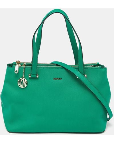 DKNY Leather Bryant Park Double Zip Tote - Green