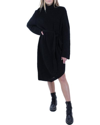 Line & Dot Janet Knit Asymmetrical Sweaterdress - Black