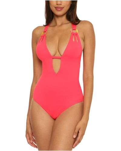 Becca Solid Nylon One-piece Swimsuit - Pink