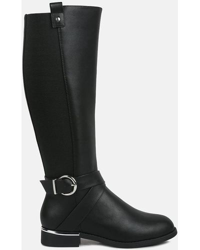 LONDON RAG Snowd Belt Embellished Knee High Boots - Black