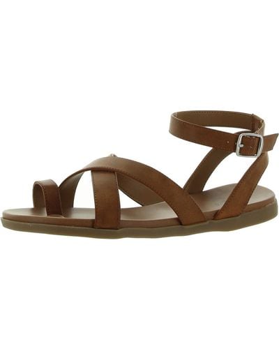 Style & Co. Lianaa Faux Leather Strappy Ankle Strap - Brown