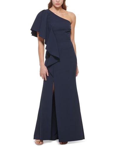 Vince Camuto Ruffled Polyester Evening Dress - Blue