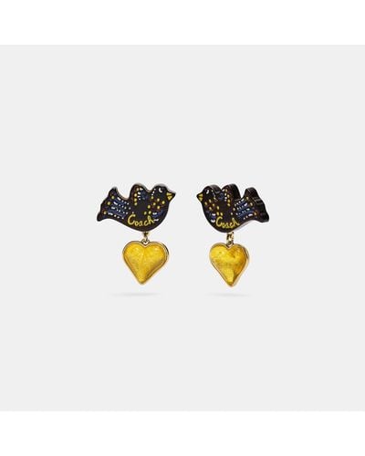 COACH Bird Heart Earrings - Metallic
