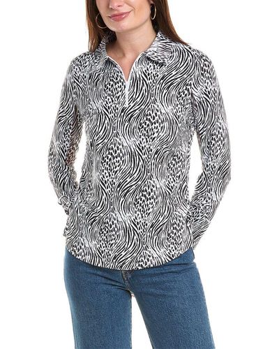 IBKUL Alena Print Adjustable Length Polo Shirt - Gray