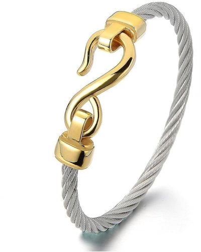 Stephen Oliver 18k Gold & Two Tone Cable Hook Bangle - Metallic
