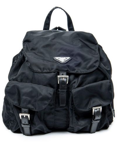 Prada Vintage Medium Double Pocket Backpack - Black