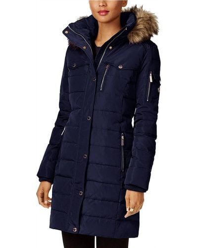 Michael kors black coat with fur best sale hood