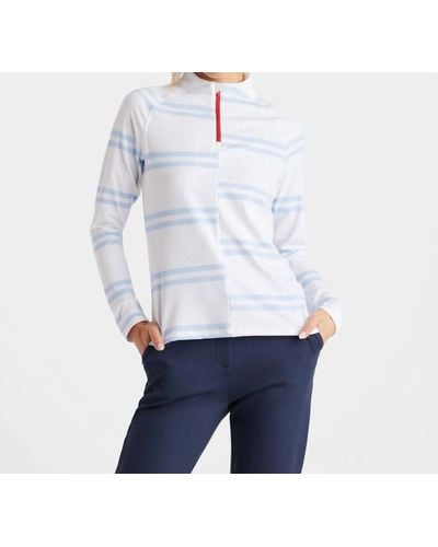G/FORE Offset Stripe Tech Jersey Quarter Zip Pullover - Blue