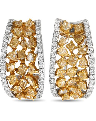 Non-Branded Lb Exclusive 18k And Yellow Gold 4.05 Ct And Fancy Yellow Diamond Earrings - White