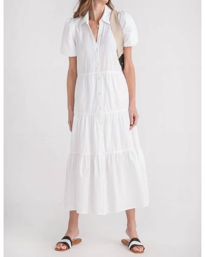 Elan Tiered Shirt Dress - White