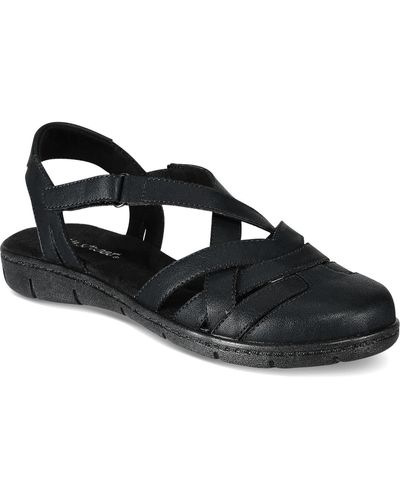 Easy Street Garrett Faux Leather Strappy Flat Sandals - Black