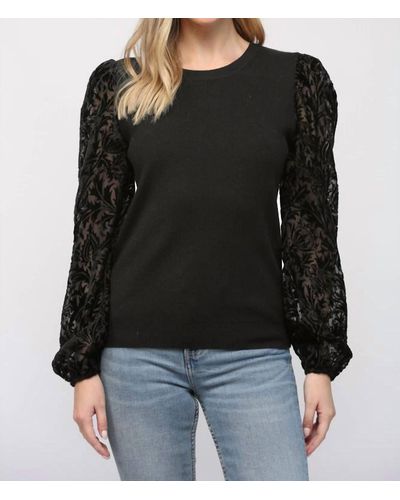 Fate Velvet Sleeve Sweater - Black