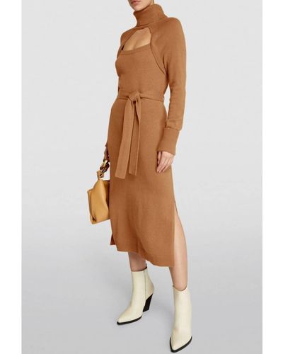 PAIGE Cherise Cutout Sweater Midi Dress - Brown