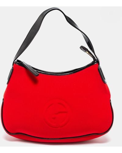 Giorgio Armani Neoprene And Patent Leather Hobo Bag - Red