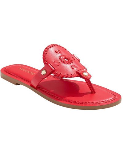 Jack Rogers Collins Leather Slip-on Thong Sandals - Red
