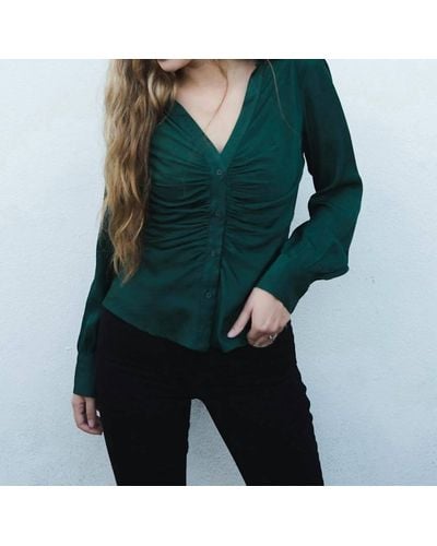 Lucy Paris Gathered Button Down Top - Green