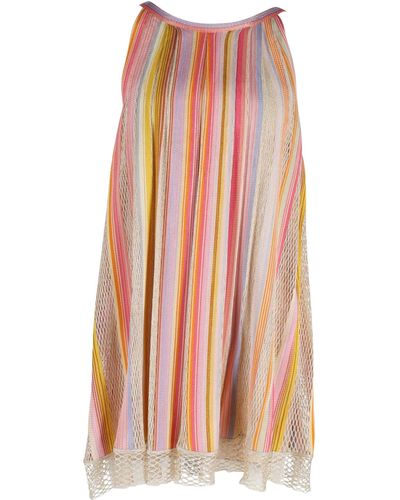 Missoni Striped Knit Halter-neck Mini Dress - Pink