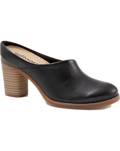 Softwalk Keya Leather Slip On Mules - Black