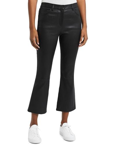 Theory Leather Lambskin Leather Flared Pants - Black