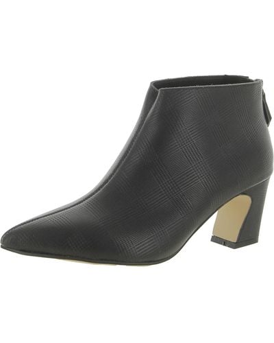 All Black Sleek Angle Heel Bootie Leather Ankle Zipper Ankle Boots - Gray