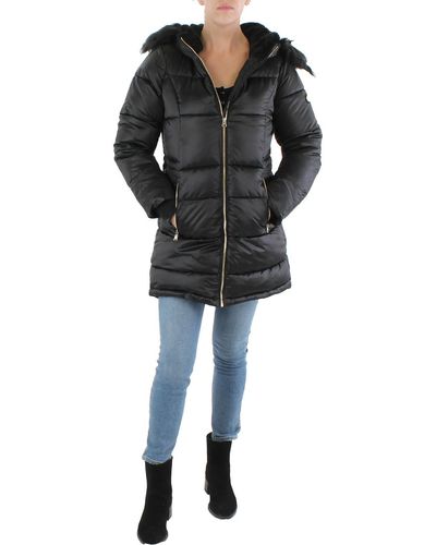 Jessica Simpson Faux Fur Quilted Puffer Jacket - Black