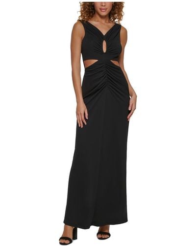 Calvin Klein V-neck Cut-out Evening Dress - Black