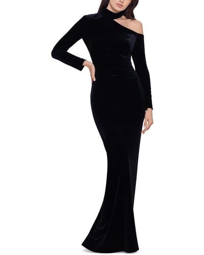 Xscape Velvet Maxi Evening Dress - Black