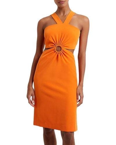 French Connection Cutout Mini Cocktail And Party Dress - Orange