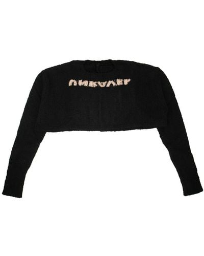 Unravel Project Cropped Crew Neck Sweater - Black
