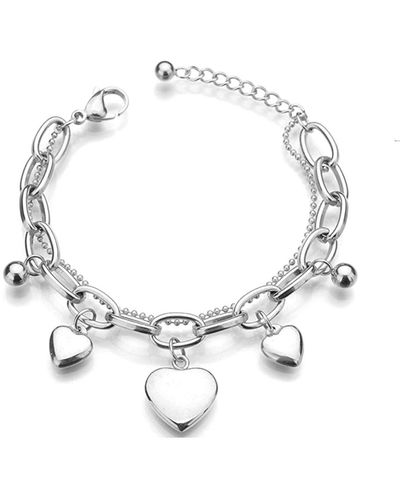 Liv Oliver 18k Gold Heart Charm Bracelet - Metallic