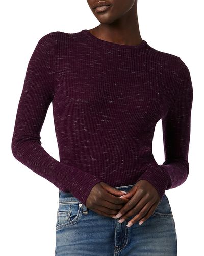 Hudson Jeans Back Keyhole Long Sleeve Pullover Sweater - Purple