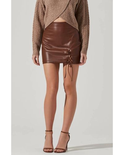 Astr Atwell Faux Leather Skirt - Brown