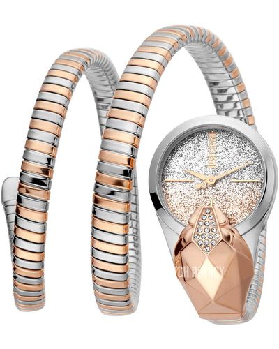 Just Cavalli Glam Snake Multicolor Dial Watch - Metallic